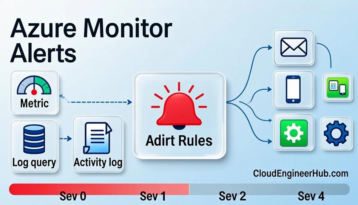 Feature illustration for the article: Azure Monitor Alerts and Automation: Complete Setup Guide — CloudEngineerHub.com