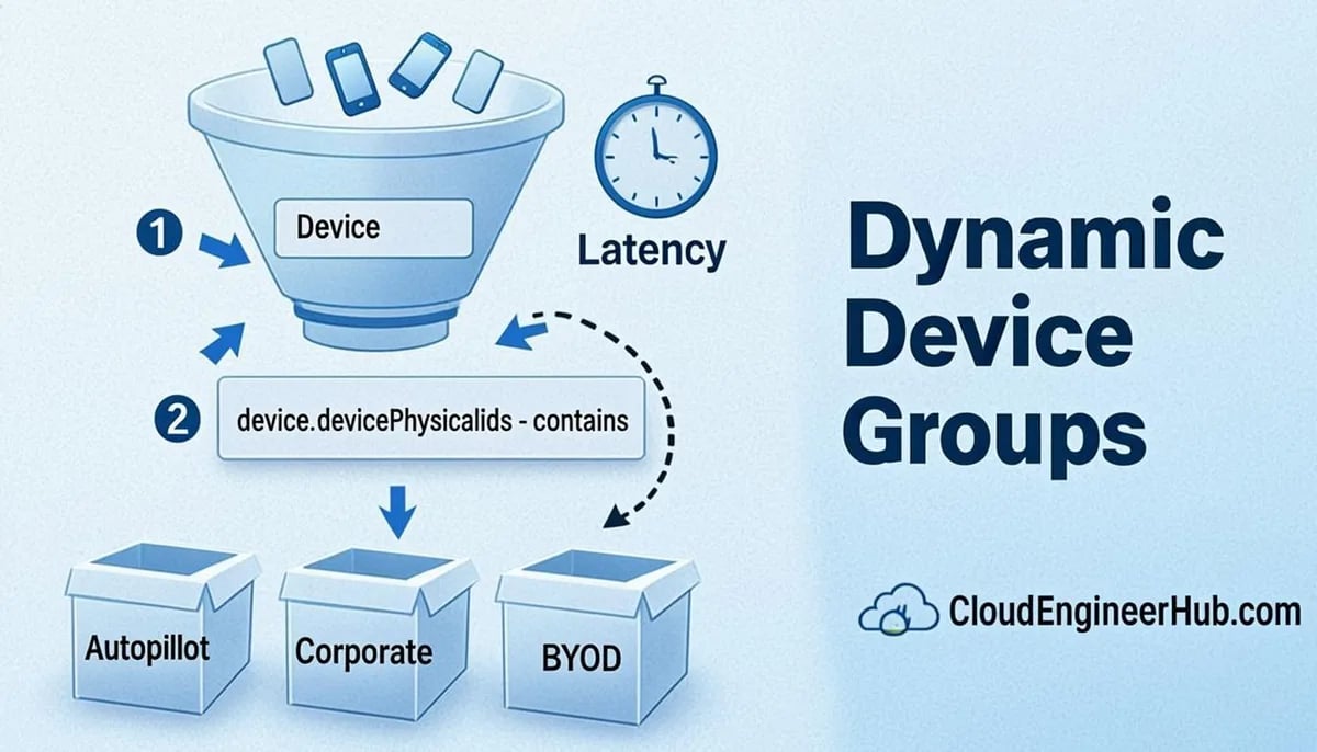 Feature illustration for the article: Entra ID Dynamic Device Groups: Query Rules Masterclass — CloudEngineerHub.com