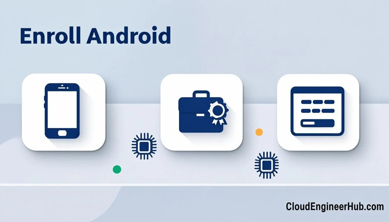 Feature illustration for the article: How to Enroll Android in Intune: Work Profile, Fully Managed and Dedicated Devices — CloudEngineerHub.com