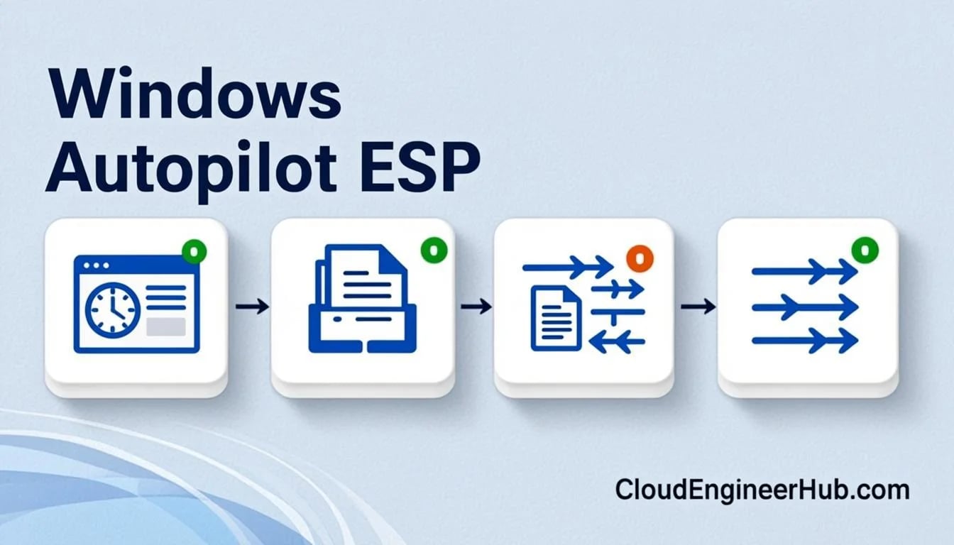Feature illustration for the article: Troubleshooting Windows Autopilot ESP Timeouts (Error 0x800705b4) — CloudEngineerHub.com